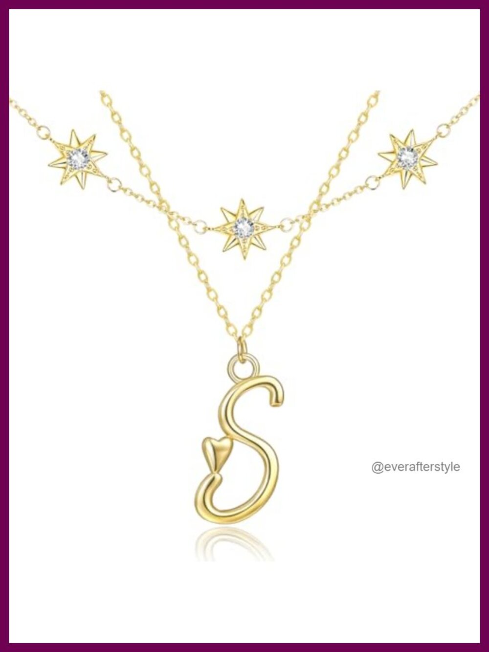 14K Gold Plated Initial Pendant Necklace Layered Star Choker for Women